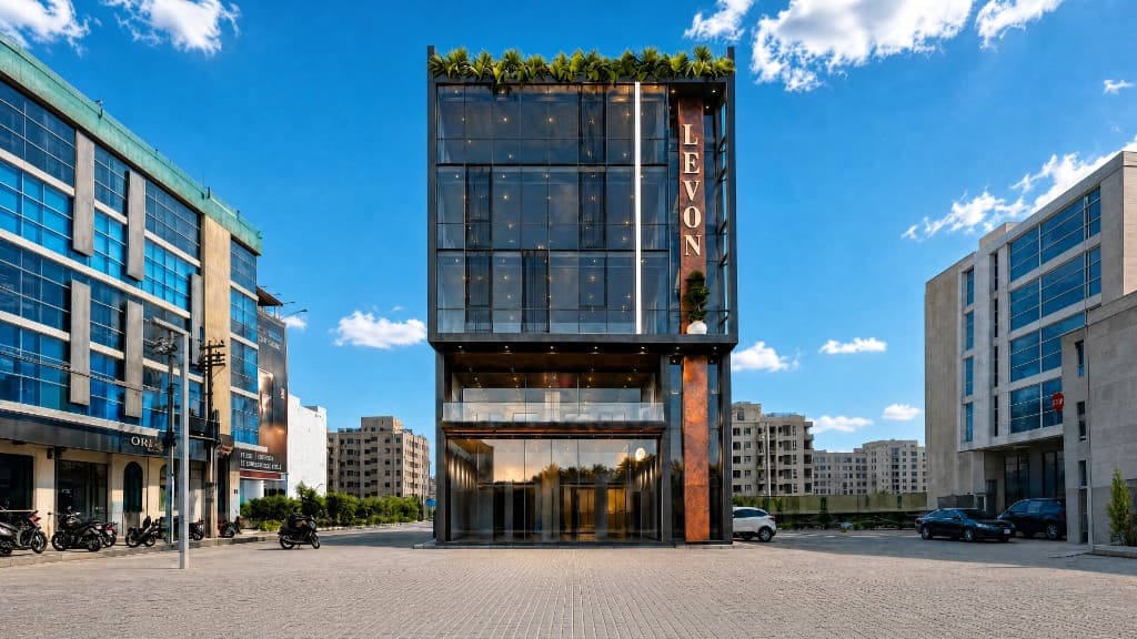 Daylight on the Levon 55-C glass façade